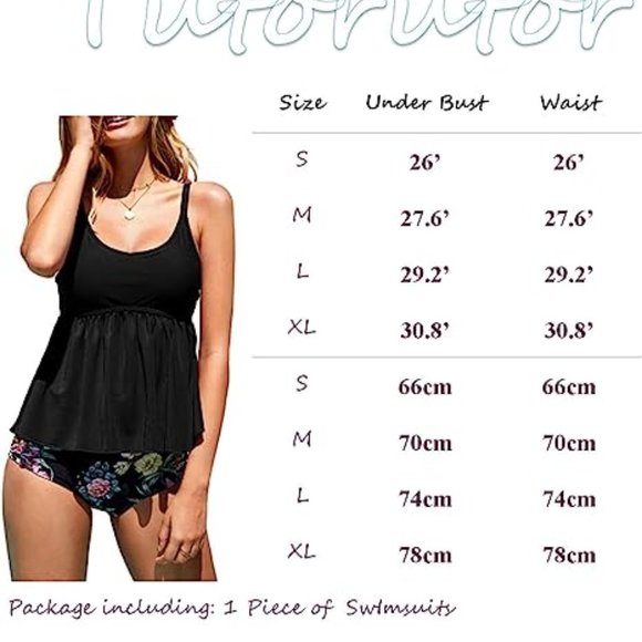 new without tags size S/M black High Waisted Peplum Tankini - Picture 12 of 12